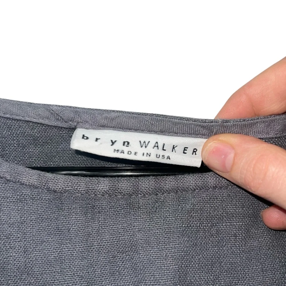 Bryn Walker 100% Linen Oversized Blouse‎ Round Neck Top Gray Small Lagenlook - Picture 3 of 8